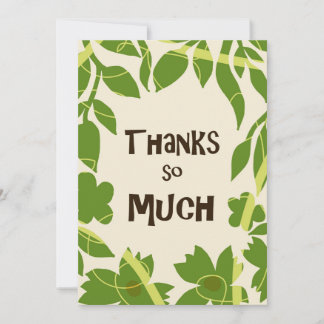 Convite Simple Floral Green leaves Thank You Card