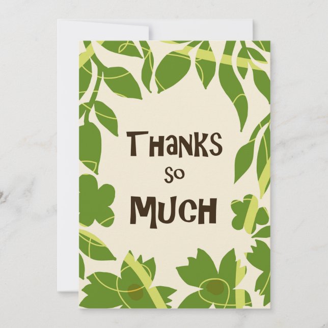 Convite Simple Floral Green leaves Thank You Card (Frente)