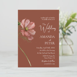 Convite Simple Floral Terracotta Wedding