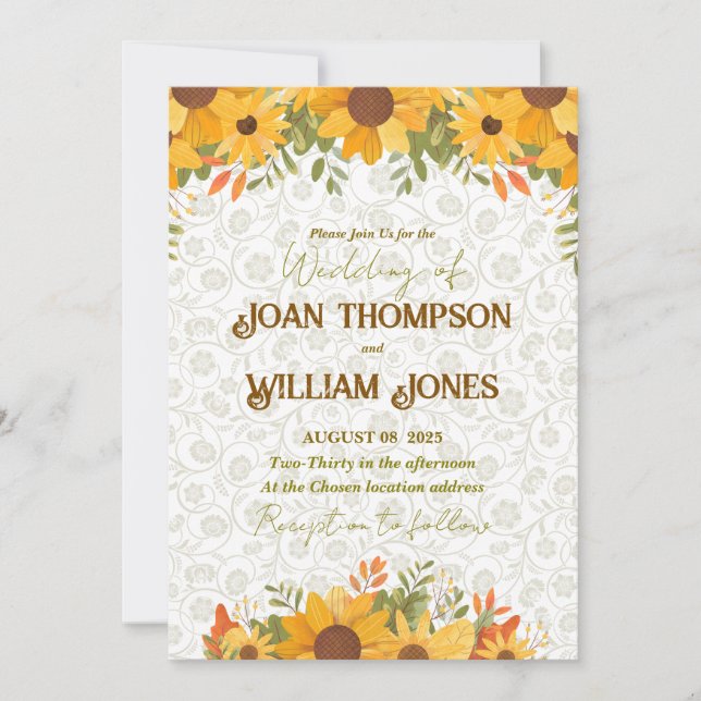 Convite Simple floral Wedding Card  (Frente)
