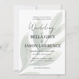 Convite Simple flower Black & White Wedding Invitation