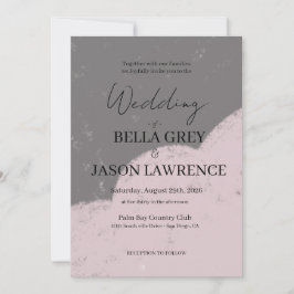 Convite Simple flower Black & White Wedding Invitation