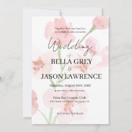 Convite Simple flower Black & White Wedding Invitation