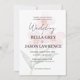 Convite Simple flower Black & White Wedding Invitation