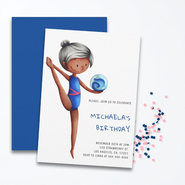 Convite Simple Girl Rhythmic Gymnastics Birthday Party (Criador carregado)