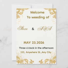Convite Simple Gold Wedding Invitation – Soft & Elegant Mi