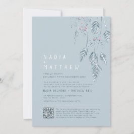 Convite Simple grass and berries dusty blue sketch photo