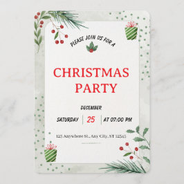 Convite Simple Green Christmas Party Invitation Card