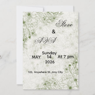 Convite Simple Green Wedding Invitation