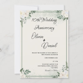 Convite Simple Greenery Wedding Anniversary Invitations