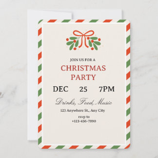 Convite Simple Holly Christmas Party Invitation