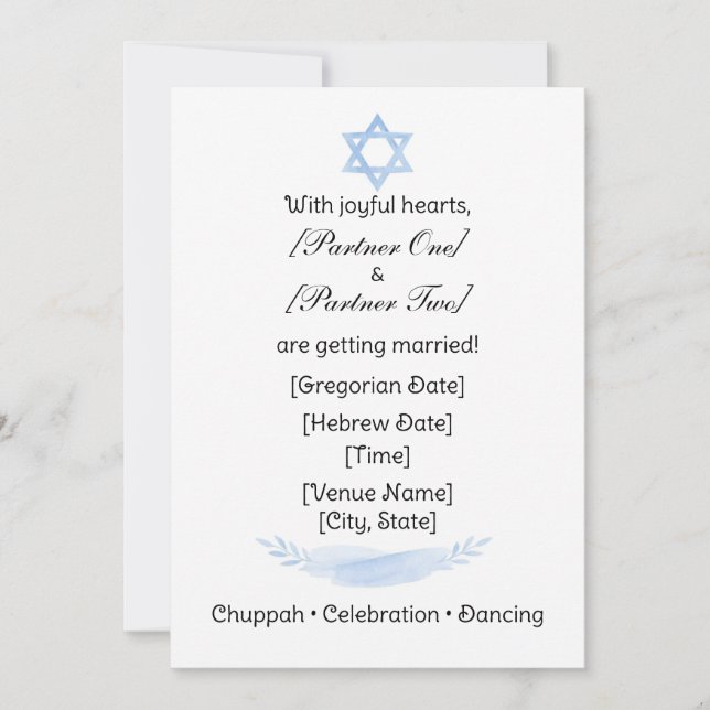 Convite Simple Jewish Star Invitation (Frente)