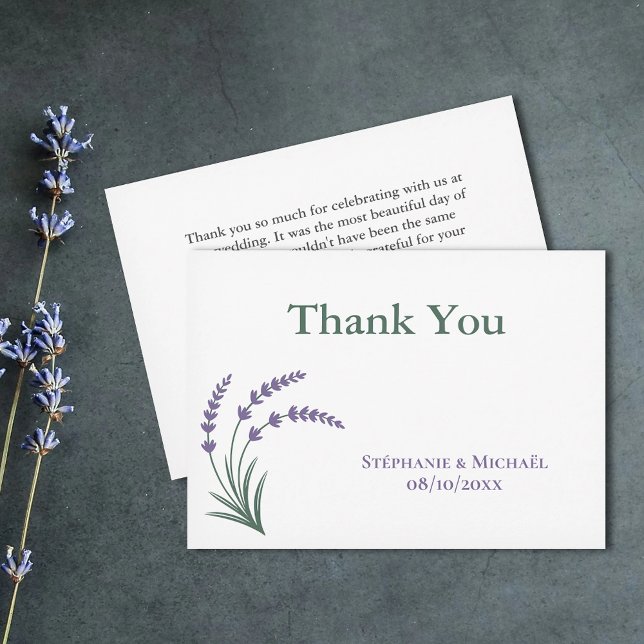 Convite Simple Lavender Wedding Thank You Card (Simple Lavender Wedding Thank You Card)