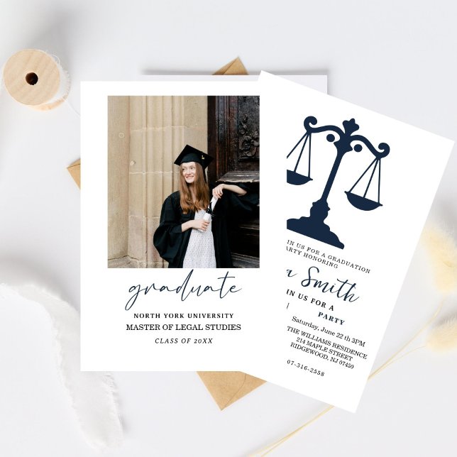 Convite Simple Law University Graduation Party Invitation (Criador carregado)