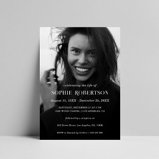 Convite Simple Lembrance Memorial Service Photo Funeral