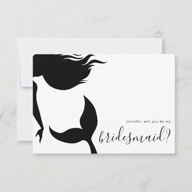 Convite Simple Mermaid Silhouette Bridesmaid (Frente)