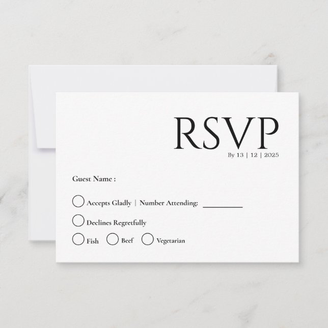 Convite Simple minimal rsvp card (Frente)