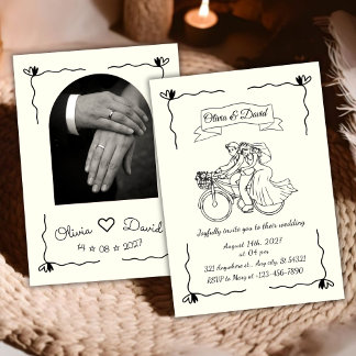 Convite Simple minimalist Modern Hand-drawn Wedding