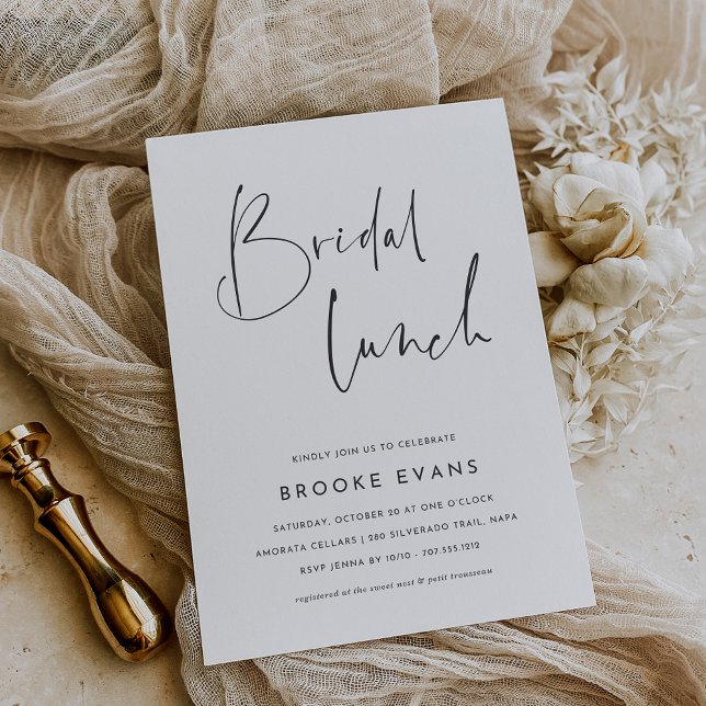 Convite Simple Minimalist Script Bridal Lunch (Criador carregado)