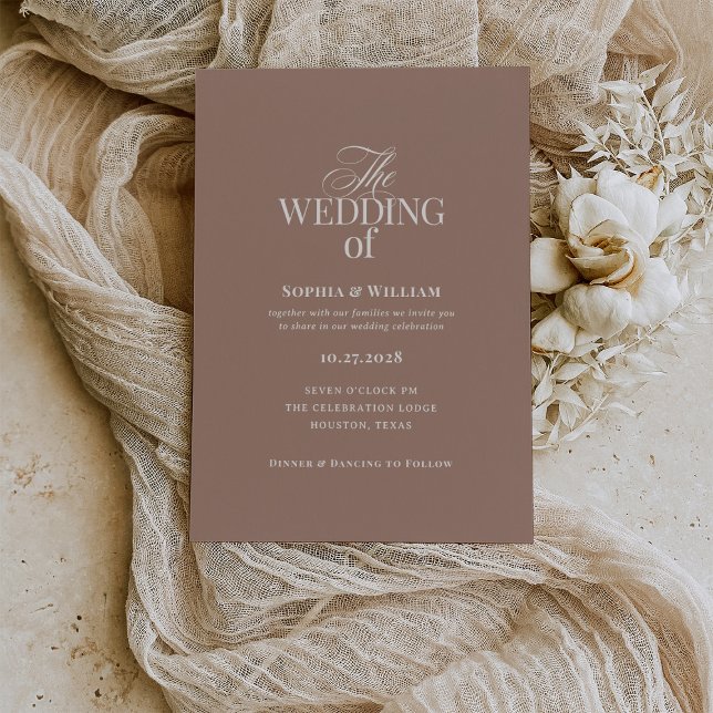 Convite Simple Mocha Taupe | Luxe Neutral Wedding (Criador carregado)