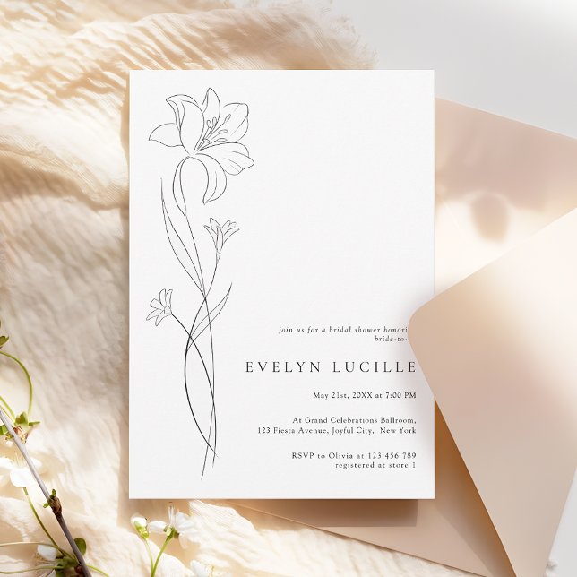 Convite Simple Modern Boho Floral Bridal Shower (Criador carregado)