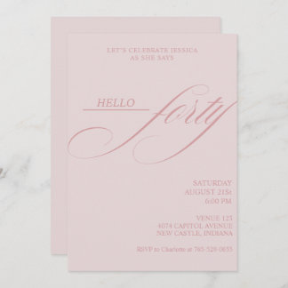 Convite Simple Modern Caligraphy Forty 40th Birthday Party