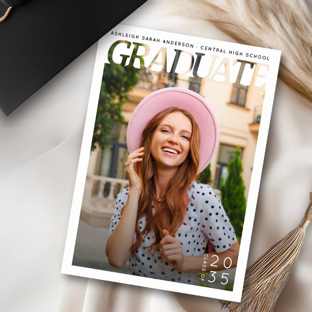 Convite Simple Modern Graduate Photo Graduation Party  (Criador carregado)