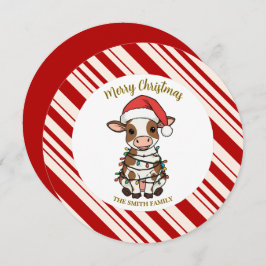 Convite Simple modern merry christmas calf Cow OX pattern