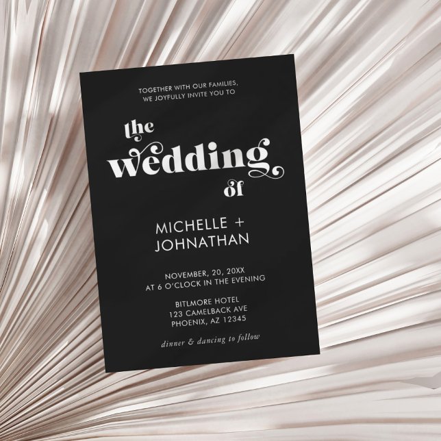 Convite Simple Modern Minimalist Black & White Wedding (Criador carregado)