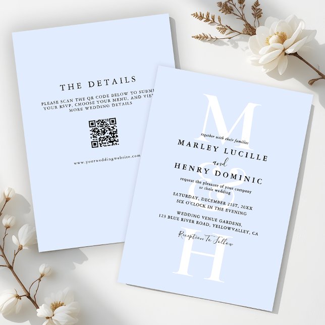 Convite Simple Modern Monogram All In One Wedding (Criador carregado)
