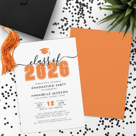 Convite Simple Modern Orange Graduation Party