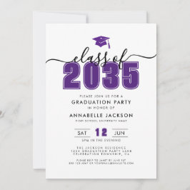 Convite Simple Modern Purple Graduation Party