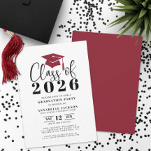 Simple Modern Red Graduation Party