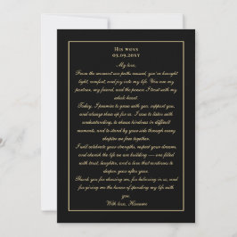 Convite Simple Monogram Black Gold Wedding Vow Card