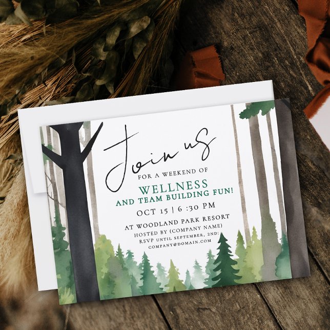 Convite Simple Mountain Forest Team Building Relax Paint (Criador carregado)