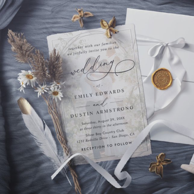 Convite Simple Overlay Photo Budget QR Code Wedding (Criador carregado)