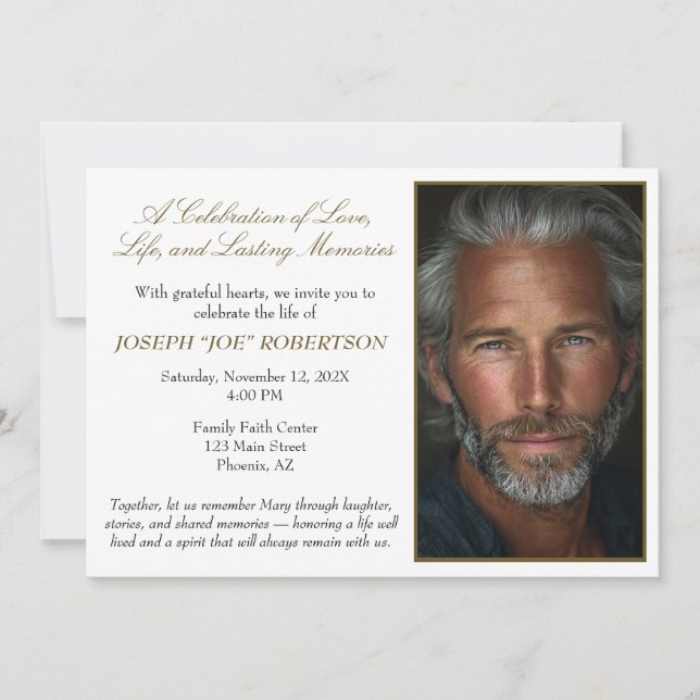 Convite Simple Personalized Celebration of Life Invitation (Frente)