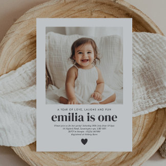 Convite Simple Photo 1st Birthday Girl Invitation