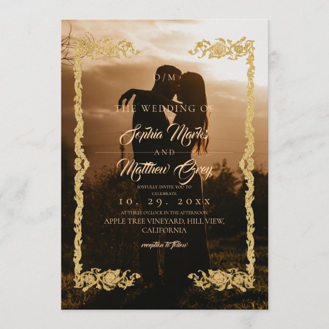 Convite Simple Photo Overlay Wedding (Frente)