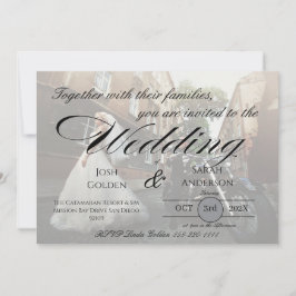 Convite Simple Photo Wedding Invitation White & Black