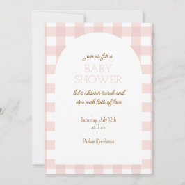 Convite Simple Pink Gingham Baby Shower Invitation
