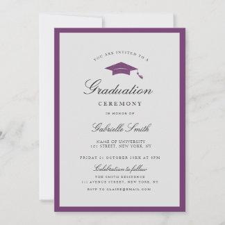 Convite Simple purple border grad ceremony invitation