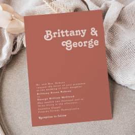Convite Simple Retro Vibes | Old Rose Traditional Wedding