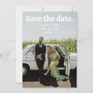 Convite Simple RetroMinimalist Photo Wedding Save the Date