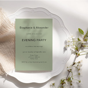 Convite Simple Sage Green Wedding Night Party