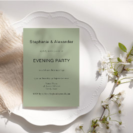 Convite Simple Sage Green Wedding Night Party