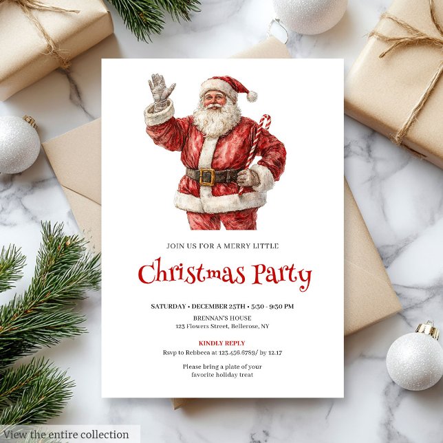 Convite Simple Santa Claus Editable Christmas Office   (Simple Santa Claus Editable Christmas Office Invitation

)