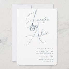 Convite Simple Script Minimalist Photo Collage Wedding