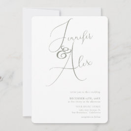 Convite Simple Script Minimalist Photo Collage Wedding