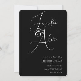 Convite Simple Script Minimalist Photo Collage Wedding